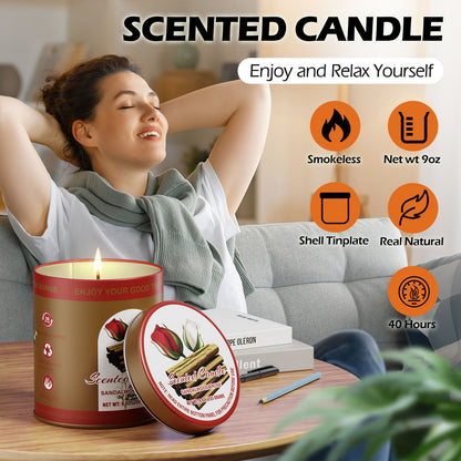 ROSE Scented Candle Set 2Pack 80H Burn Time & Candle Gift Set Women&Men