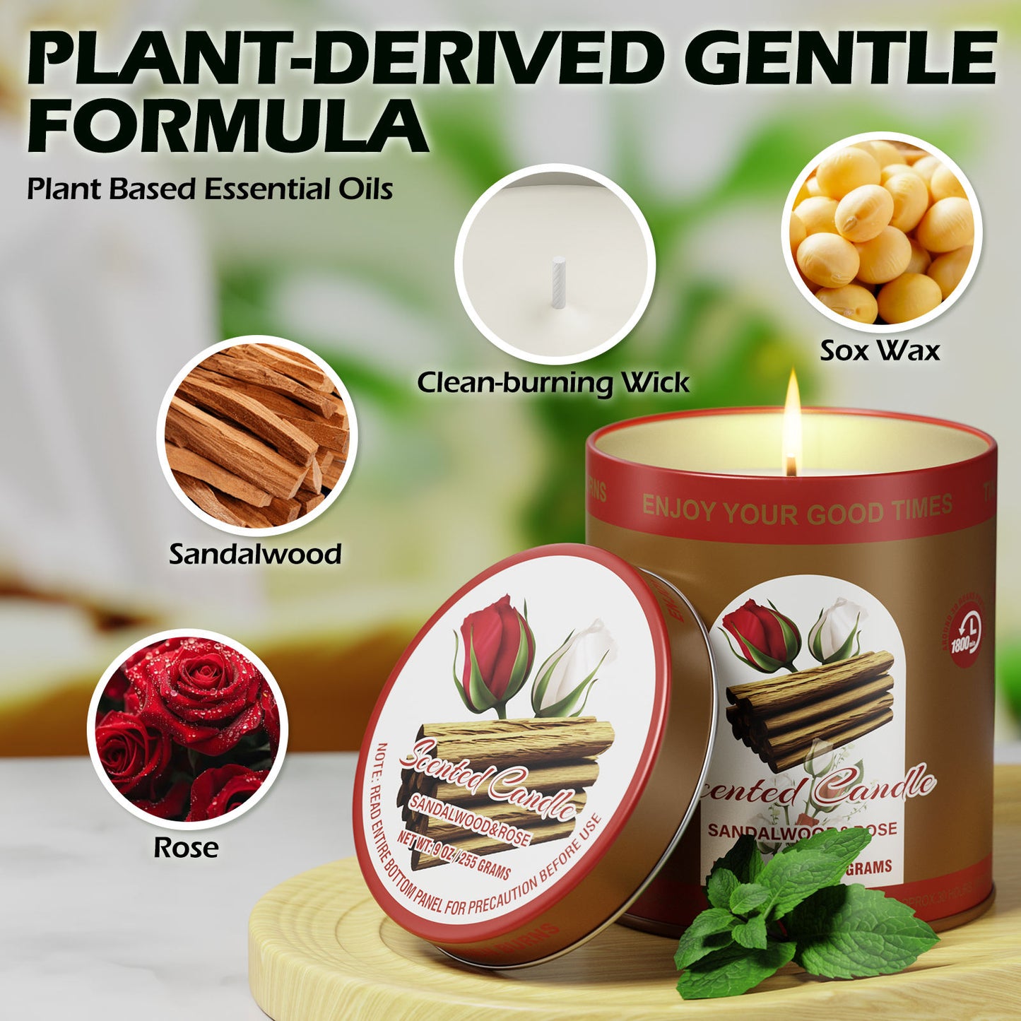 ROSE Scented Candle Set 2Pack 80H Burn Time & Candle Gift Set Women&Men