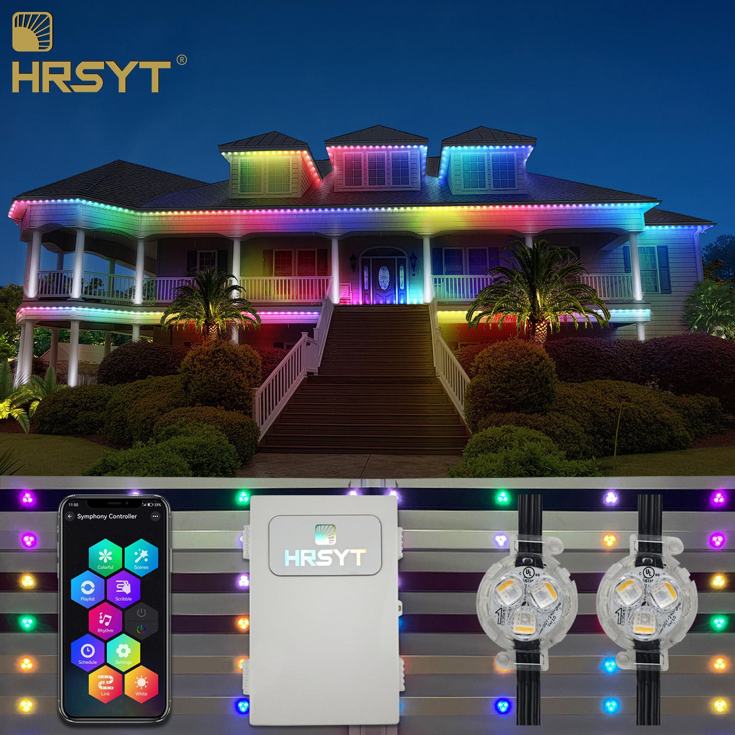 RGB Smart Outdoor Lights Addressable LED Point Light with Controller App Programmable