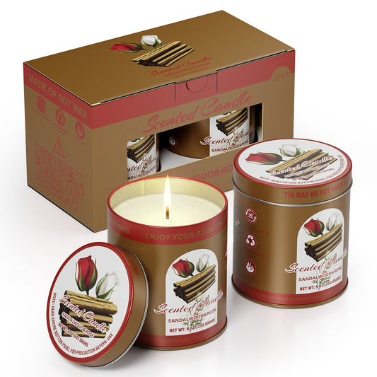 ROSE Scented Candle Set 2Pack 80H Burn Time & Candle Gift Set Women&Men